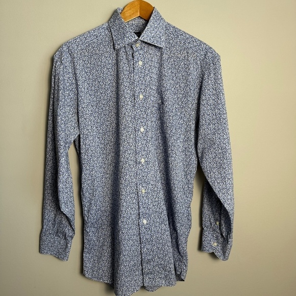 St. Croix Men's Long Sleeve Bluish-Purple Allover Patterned Button Up Shirt M - Picture 1 of 11